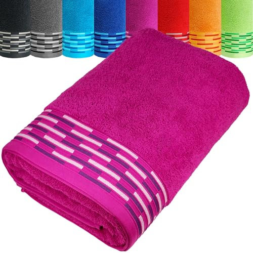 Lashuma Saunahandtuch Damen 80x200 cm, Lugano großes Frottee Strandtuch XXL Farbe: Purpur