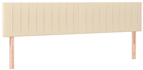 vidaXL Kopfteil 2 STK., Bettkopfteil mit Holzbeinen, Höhenverstellbar Polsterkopfteil für Bett, Betthaupt Bettzubehör Schlafzimmer, Creme 100x5x78/88cm Stoff