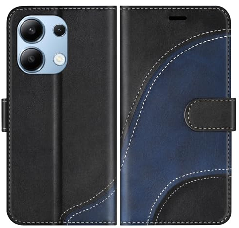 BoxTii Hülle für Xiaomi Redmi Note 13 4G Hülle, PU Leder Handyhülle Klapphülle Schutzhülle mit Kartenfächer und Magnetverschluss für Redmi Note 13 4G, Schwarz