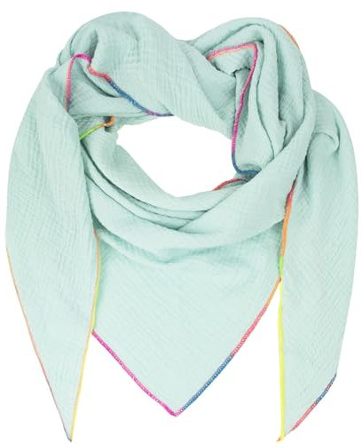Gloop Damen Schal XXL Dreieckstuch Damen Dreieck Schal Halstuch Baumwolle Musselin Poncho ohne Kratze an Haut Hergestellt in Italien 135 cm×135 cm×220 cm (02678a26-Mint)