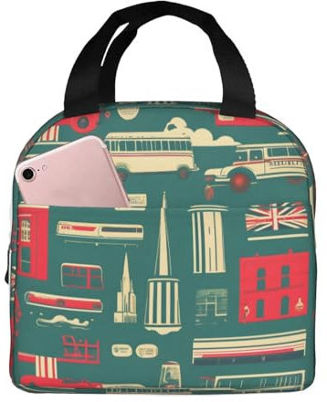 Bolsa de almuerzo con estampado retro escocés, lonchera aislada, portátil, para hombres y mujeres, picnic, trabajo, viajes