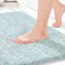 Yimobra Rutschfester Badezimmerteppich Extra weich und bequem Wasserabsorbierende, Dicke und maschinenwaschbare Badematte Flauschig für Dusche und Badewanne, Hellblau&Weiß, 92 x 61 cm