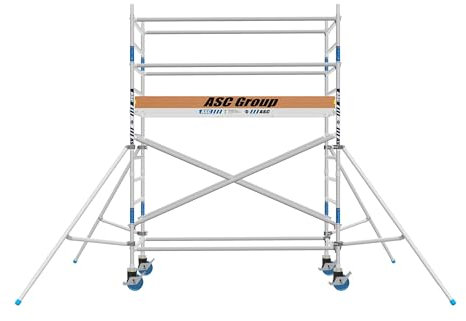 ASC Rollgerüst 135 Quick Lock, Arbeitshöhe 4,3 m 1.90 m Holz - Leitergerüst - fahrbares Gerüst - Alu Gerüst fahrbar - Gerüst Alu