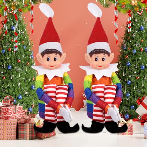MZJAUVF Weihnachtself, 2PCS Weihnachtself Puppe, 43cm Weihnachtself Figur, Elfen Weihnachtsdeko, Klassische Elfen Figuren, Lustige und Verspielte Elfen Verhalten, Weihnachtsdeko, Weihnachtsspielzeug