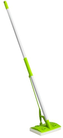HOMESHOPA Self Wringing Sponge Mop, Green Flat Floor Squeeze Mop, Long Handle Hard Floor Cleaning, Super Absorbent, Lightweight, Non-Abrasive