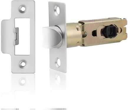 Probrico Satin Nickel Tubular Latch Ajustable 45mm or 57mm,Stainless Steel Mortice Latch for Internal Doors Lever Door Handles,2 Pack