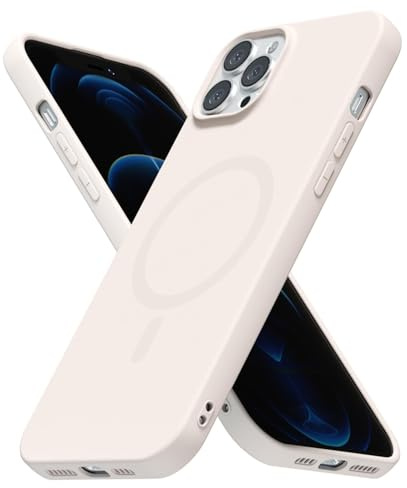 LoeoeL for iPhone 12 Pro Max Case Silicone Mag Safe, Compatible with Magsafe Ultra Slim Thin Magnetic Phone Case for Women Girls, Soft Rubber Gel Matte TPU Solid Color Minimalist Cover, Beige Cream