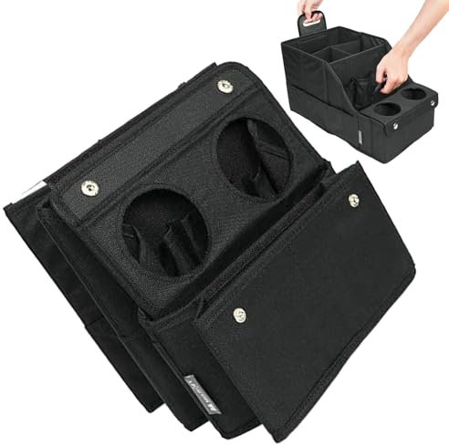 Qzdtue Multi-Compartment Car Seat Organizer with Cup Holders, Versatile Backseat Organizer For Tablets, Mesh Pockets And Side Storage, Ideal for Family Travel And Road Trips, Keep Your Car Tidy