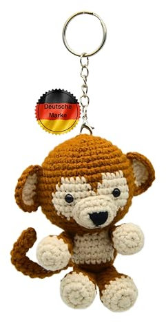 KEYSPACE Schlüsselanhänger Affe Alfie- gehäkelt in liebevoller Handarbeit- Monkey - Affe Schlüsselanhänger cute - niedliche Affen Geschenke - Affe - Affen - Amigurumi