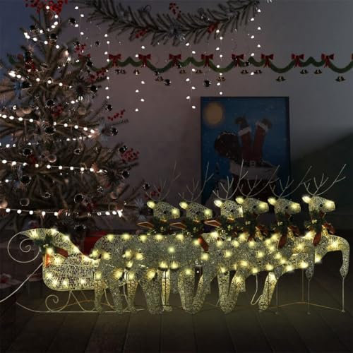 Furniture Select-Rentier & Schlitten Weihnachtsdeko 140 LEDs Außen Gold