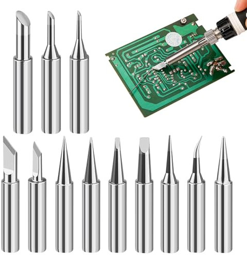 12 Pezzi 900M Punte Saldatore Stagno, Ricambi Saldatore a Stagno, Punte per Saldatore Senza Piombo, Modelli di Punte di Saldatura di Ricambio per Saldatore Saldatura Punte Ricambio Set