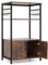 GIANTEX Étagère de cuisine à 3 niveaux, support pour micro-ondes avec 1 armoire à porte et 10 crochets amovibles, meuble industriel pour cuisine, salon, salle à manger, marron et noir