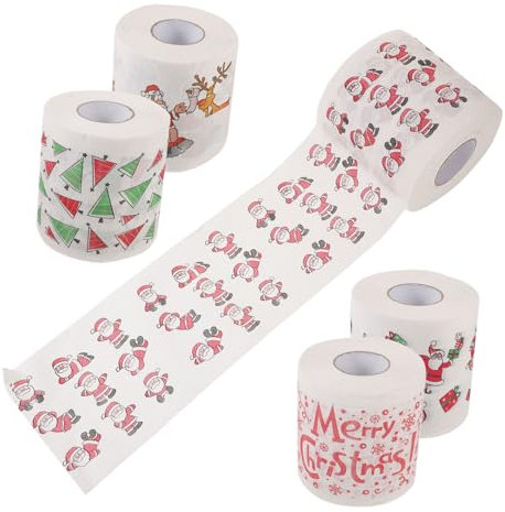 UTHCLO 5rollen Weihnachtliche Einweg-papierservietten Mit Weihnachtsmotiven Weiche Saugfähige Dinner Napkins Für Partydeko Und Festliche Tischangebote