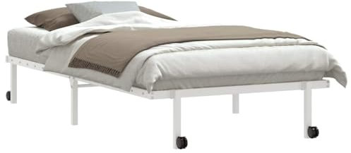 vidaXL Bettgestell ohne Matratze Klappbar Weiß 107x203 cm Stahl, Bettrahmen, Bett, Bettrahmen klappbar, Metallbett, Bettgestell klappbar