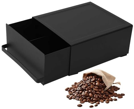 Contenitore per capsule da caffè (27,5 x 22,2 x 11,5 cm) con cassetto, realizzato in acciaio al carbonio, capacità di carico di 11 lbs,organizer per macchina da caffè, mixer, bollitore