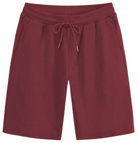 Dmmtot Lässige Herren-Strand-Shorts, Sommer-Shorts, elastische Taille, Kordelzug, kurze Hose über dem Knie, hochwertige Sport-Baumwolle, weiche Fitnesshose, weich, bequem, Camping, Laufen, Größe