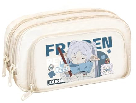 YLEAFUN Frieren Federmäppchen, Anime Peripherie Student Schreibwaren Leinwand Federtasche Anime Mäppchen Federtaschen Große Kapazität