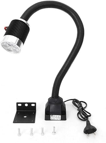 5W Maschinen LED Arbeitsleuchte 5 LED Lampe Flexible Schwanenhalslampe mit Fixed Base 110V 250V für Drehmaschine Fräsen Bohrmaschine Industriebeleuchtung CNC Schwarz