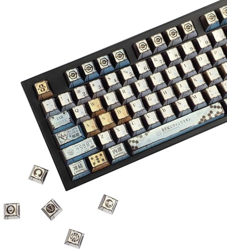 YMDK 126 Tasten Rei Ayanami Perlglanz-Tastenkappen, Top-Druck, Kirschprofil-Tastenkappe, UV-Druck, PBT für 61/68/75/87/96/100/104/108 MX mechanische Tastatur