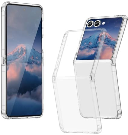 Xuikmd Hülle für Samsung Galaxy Z Flip 7 Transparent Anti-Vergilbung | Kristallklare Rückseite mit Anti-Vergilbungsschutz, stoßdämpfender TPU-Rahmen für täglichen Schutz und präziser Kameraschutz.