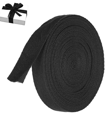 OUTALIZ Baumwollband Schrägband, 2cm x 45m Einfassband Nahtband Baumwolle, Köperband, Fischgrätenstich Baumwollband Gurtband, für DIY Handwerk, Geschenkverpackungen(Schwarz)