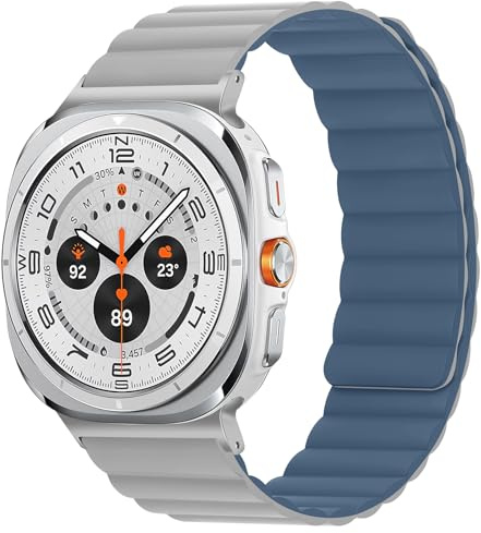 Suphart Cinturino Magnetico Compatibile con Cinturino Galaxy Watch Ultra 2/1 47mm, Cinturini Sportivi in ​​Silicone Impermeabili con Magnete per Galaxy Watch Ultra 2/1, Grigio/Blu