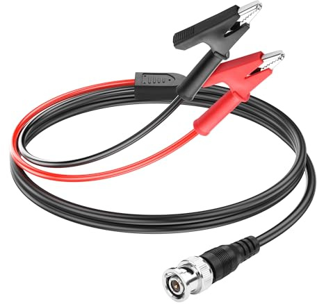 PNGKNYOCN 75 Ohm BNC to Alligator Clip Test Leads,18AWG Coaxial BNC Male Q9 to Dual Alligator Clip Test Cable for Oscilloscope, Signal Generator, Video Surveillance（1.3M