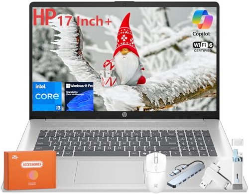 HP 2025 17.3 Inch Laptop Business & Student Compurter, Intel 8-Core Processor, 32 GB RAM, 2 TB SSD, 17.3 HD+ IPS Anti-Glare Display, Fast Charge, Silver, Copilot AI, Windows 11 Pro, W/Accessories