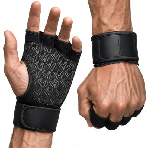 Tpubmity Fitness Handschuhe Herren Damen, rutschfeste Silikon Polster Trainingshandschuhe mit Handgelenkstütze, Atmungsaktiv Gewichtheberhandschuhe für Gym, Krafttraining, Bodybuilding und Radfahren