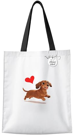 Yezirzax Dackel Geschenke, Dachshund Tragetaschen aus Segeltuch, Lustiges Tasche Dackel Liebhaber Geschenke, Wiederverwendbare Einkaufstasche