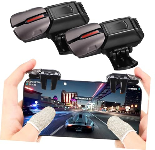 iplusmile Gaming Trigger für Smartphones mit Ergonomischen Tasten und Stabilem Paar Handy Game Controller Inklusive 3 Paar Fingerhandschuhe für Mobiles Gaming und Schnelle