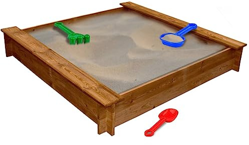 Bac à Sable en Bois, Jeux Extérieur Enfant carré Bois 120 x 120 x 20 cm