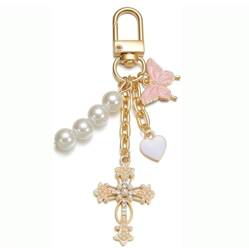 Zimocepuz Charms De Sac À Main, Porte-Clés Doré En Forme De Croix, Accessoire Scintillant Pour Femmes, Porte-Bonheur