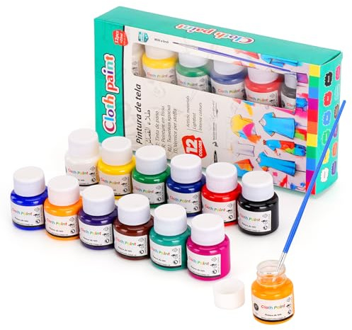 TOVIKI Pintura Textil y Tela 12 Colores 25ml Lavable Permanente No Tóxica
