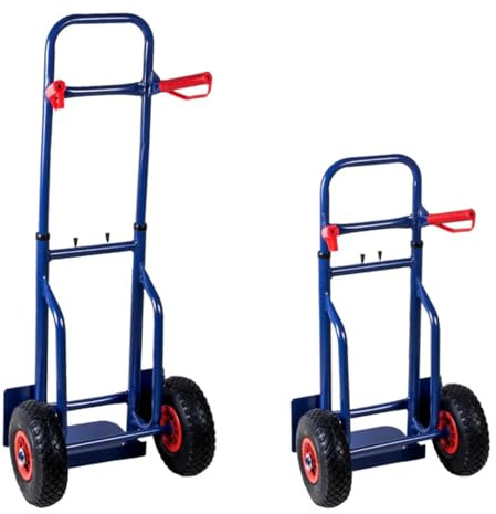 Heavy Duty Sack Truck 150KG Convertible Hand Trolley with Wheels, 2-in-1 Folding Platform Cart, Steel Frame, Pneumatic Tyres for Moving, Delivery, Warehouse & Home Use (Blue)