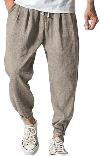MJGkhiy Kirakuco Pantaloni Uomo Giapponesi Leggeri Baggy Harem Pants in Cotone e Lino Casual Larghi Pantalone Estivo Traspirante Pantalone Giapponese Trousers Lunghi da Yoga e Spiaggia