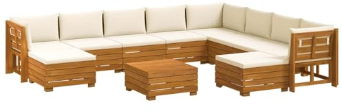 vidaXL Outdoor-Sofagarnitur 11 Stück Braun Massivholz Akazie, Akazienholz-Sofa, UV-beständiger Lounger, wetterfeste Couch, modulare Sitzgelegenheit für Gartenmöbel