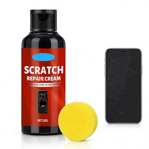 Wowstic 30g Screen Scratch Remover Kit for Phone - Screen Polishing Cream & Glass Scratch Remover with Sponge - Phone Screen Scratch Remover for Mobile Phone Screen, Glasses Lens & Watch