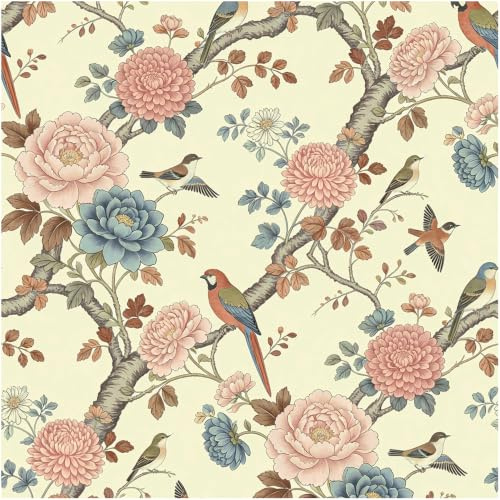Floralplus Peel and Stick Wallpaper Floral Stick On Wallpaper | Floral Self Adhesive Wallpaper Boho Pink Vinyl Wallpaper Textured Floral Contact Paper for Bedroom Kitchen, 44.5cm x 3m