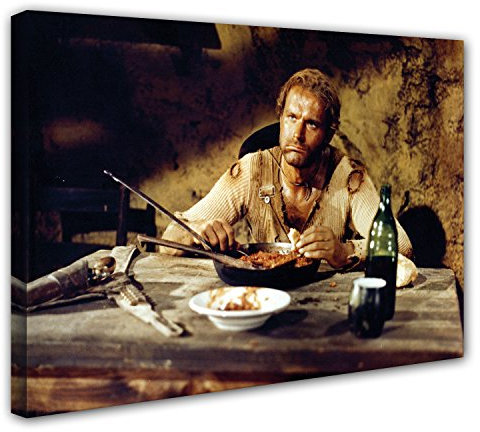Terence Hill Bud Spencer - Der müde Joe - Bohnen - Die rechte und die Linke Hand des Teufels - Leinwand (80 x 60 cm)