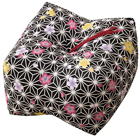 EMOOR Seiza-Kissen aus Japanischen Buchweizenschalen Mittelgroß Hergestellt in Japan (Sakura Schwarz), Natürliche Sobagara Bodensitzkissen Tatami Kühles