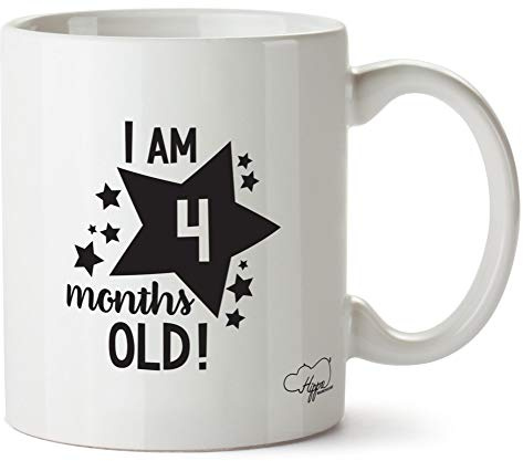 Hippowarehouse I Am 4 Months Old! - Milestone Birthday Printed Mug Cup Ceramic 10oz