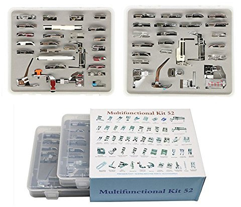 YEQIN Professional Domestic 52pcs Sewing Foot Sewing Machine Feet Presser Feet Set with Plastic Storage Box for Brother, Singer, Janome, Babylock,Toyota,New Home, and Kenmore Low Shank Sewing Machine