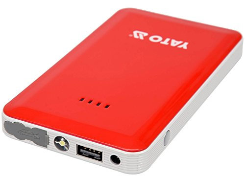 Yato Profi Powerbank mit Jumpstarter 200A/400A/7500 mAh | 5V/2A USB | Notlicht | Tragbare Auto Starthilfe Autobatterie Anlasser Taschenlampe Powerstation Ladegerät Überbrückungskabel, yt-83080