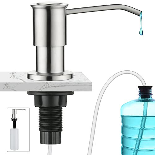 CREA Soap Dispenser for Kitchen Sink, Soap Dispenser Built-in, Sink Soap Dispenser Stainless Steel, Liquid Soap Dispenser for Sink with 17 OZ Bottle and 39 Extension Tube Kit,Stainless Steel