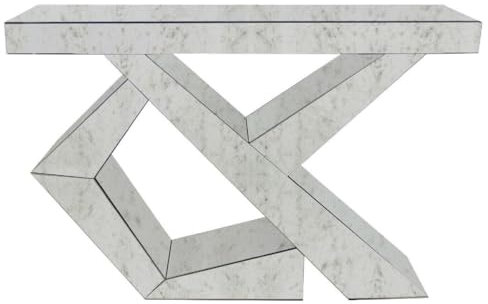 Casa Padrino Designer Wohnzimmer Konsole Antikes Spiegelglas 120 x 36 x H. 81 cm - Verspiegelter Konsolentisch - Luxus Möbel