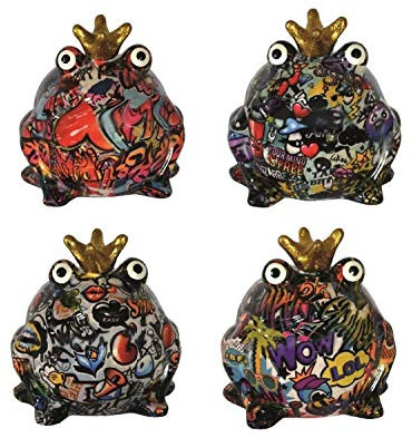 netproshop Spardose Graffitti Frosch aus Keramik Pomme Pidou Sabo Design, Auswahl:Frosch/Graffiti/Peace
