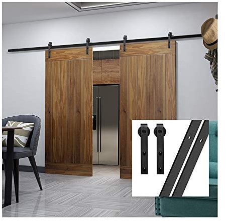 GIFSIN 10.5FT/320cm Sliding Barn Door Sliding Door Kit Barn Door Hardware for Double Door,Splicing Track,Four Rollers,No Doors in It