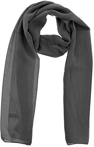 WESTEND CHOICE Damen-Chiffon-Schal, einfarbig, weich, Kopftuch, für Mädchen, durchsichtig, 150 x 45 cm, grau, One size