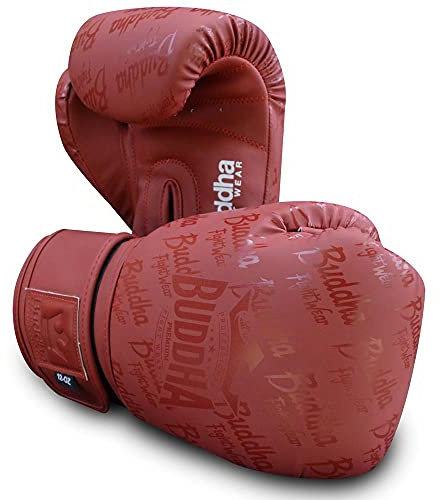 Buddha Fight Wear. Guantes de Entrenamiento y Combate, Special Edition, Fabricados a Mano, Boxeo, Muay Thai, Kick Boxing y MMA Modelo Top Premium Burdeos Mate 12 Onzas